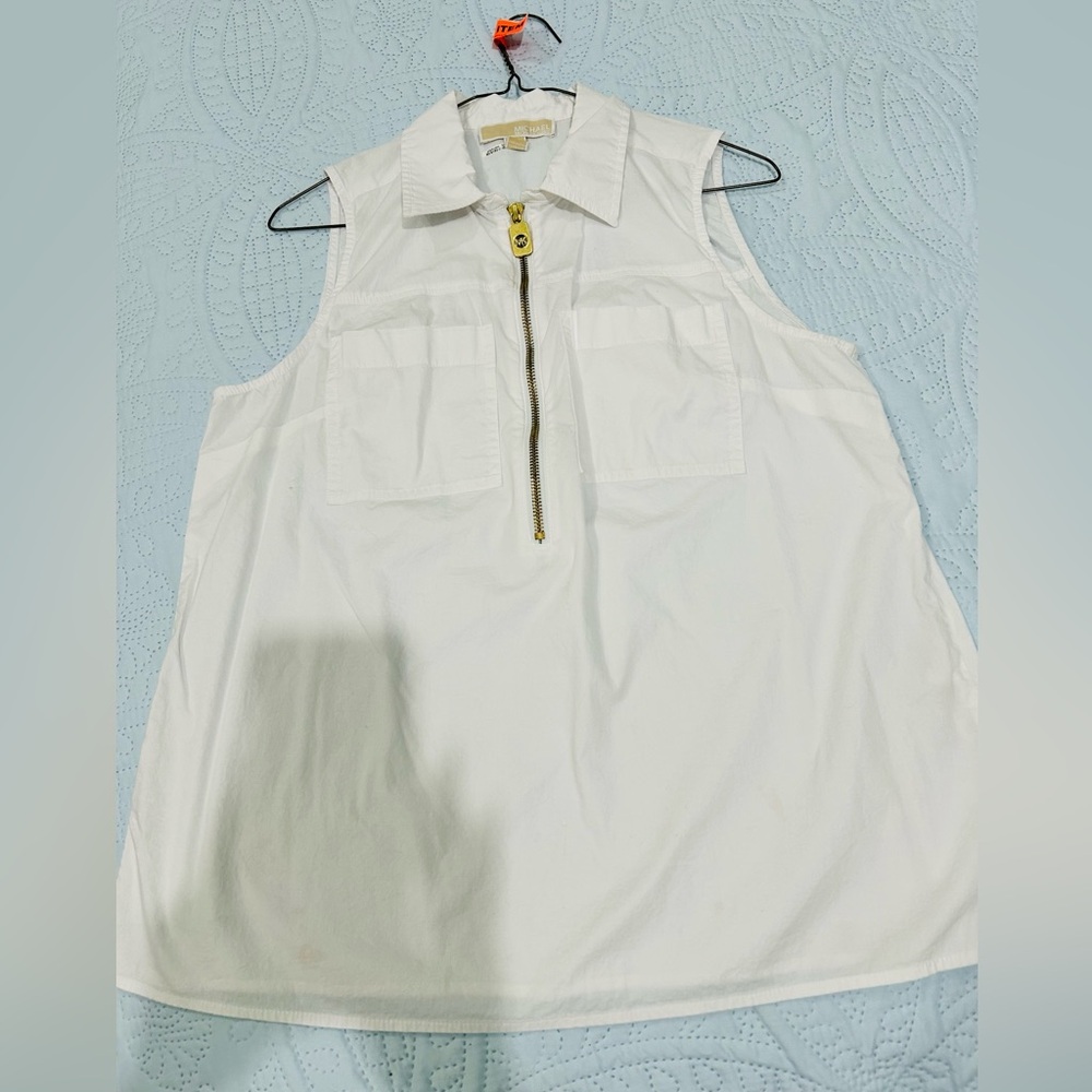 Michael Kors Size M Top Half Zip
Sleeveless Collared White Polo Women's …